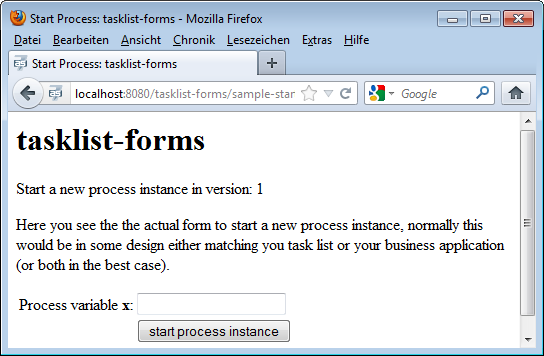 Start Form Example