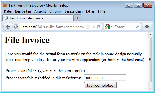 Varibales Task Form Example