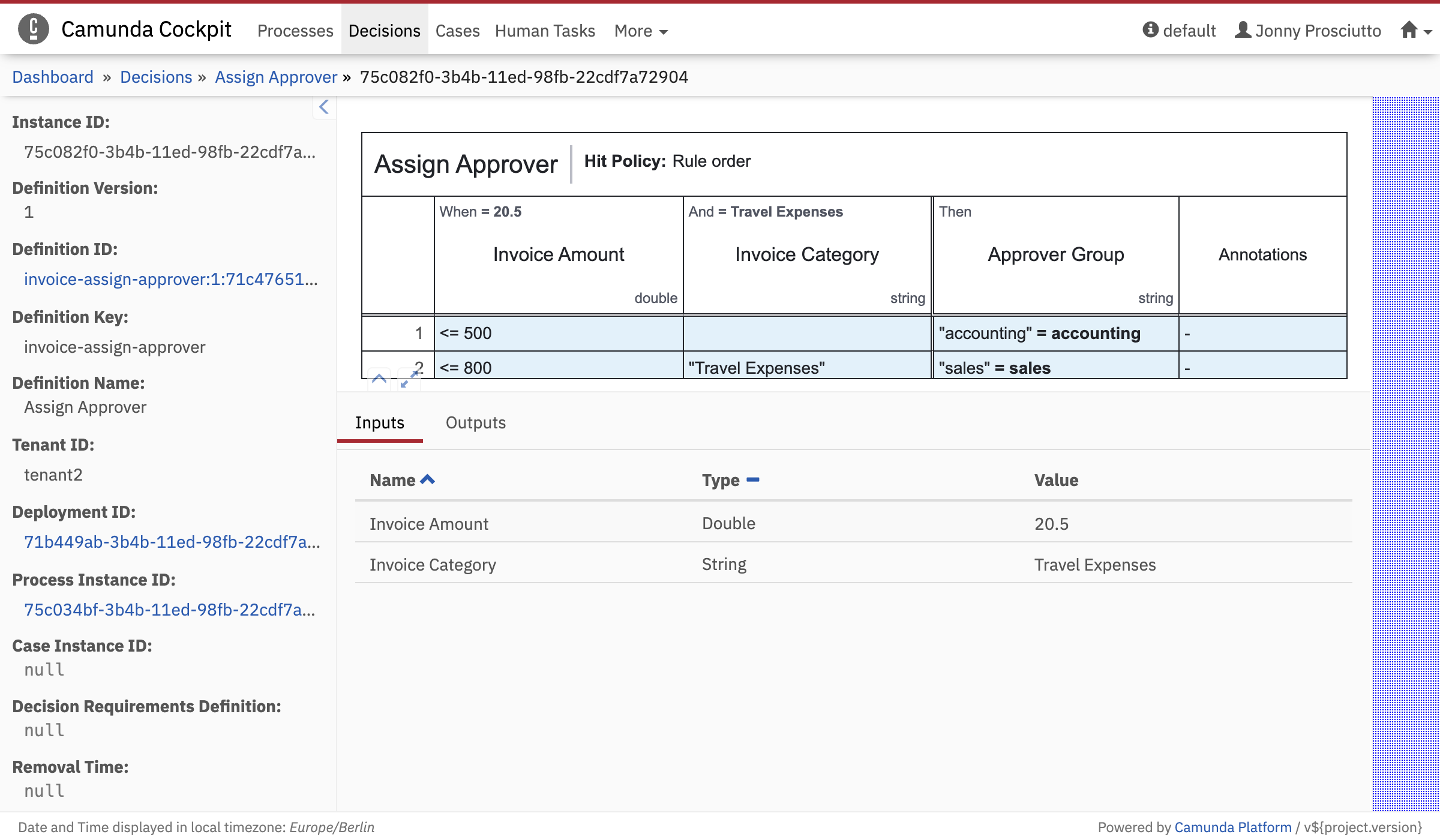 Decision Instance Action