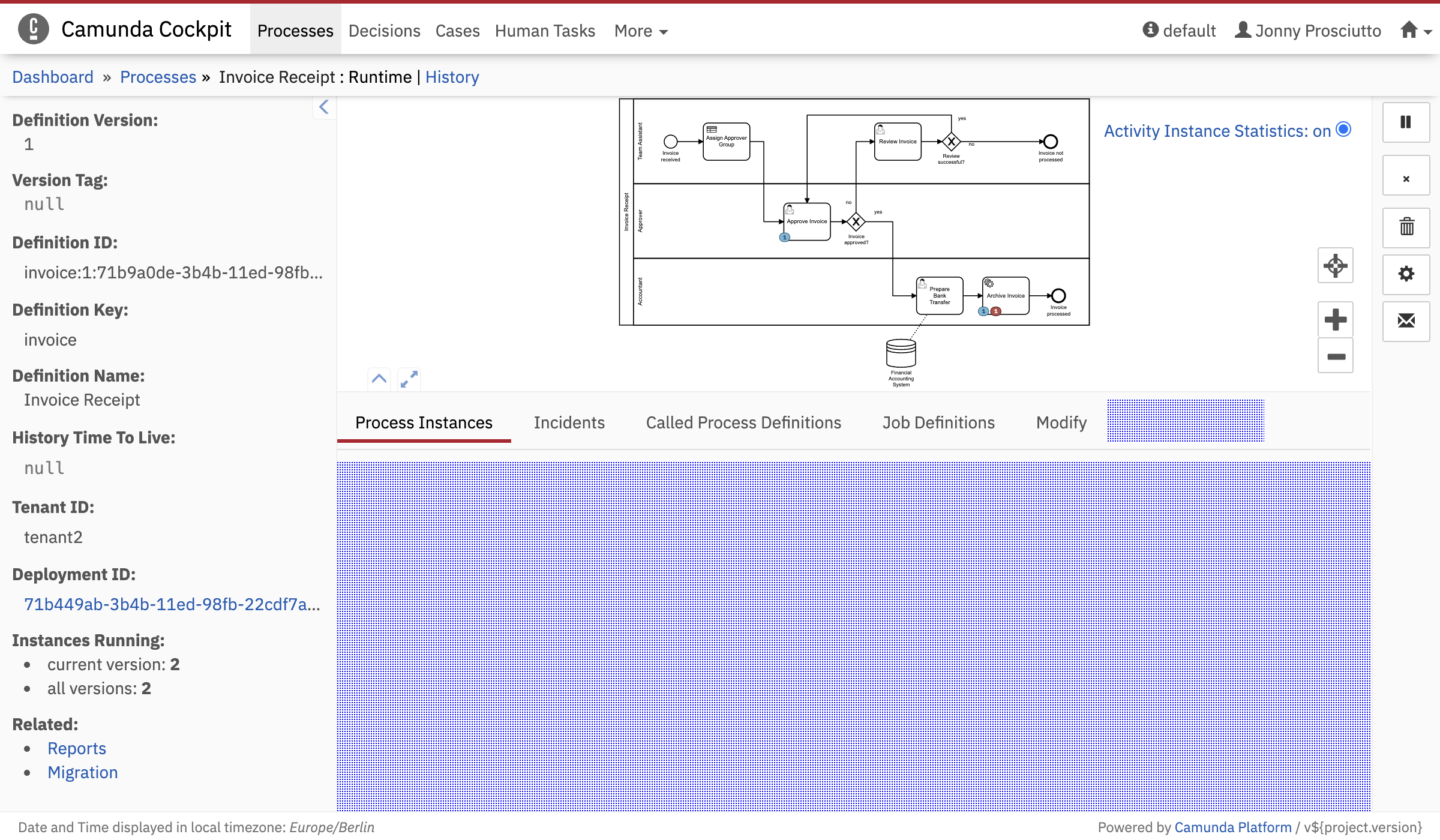 Process Definition Runtime Tab