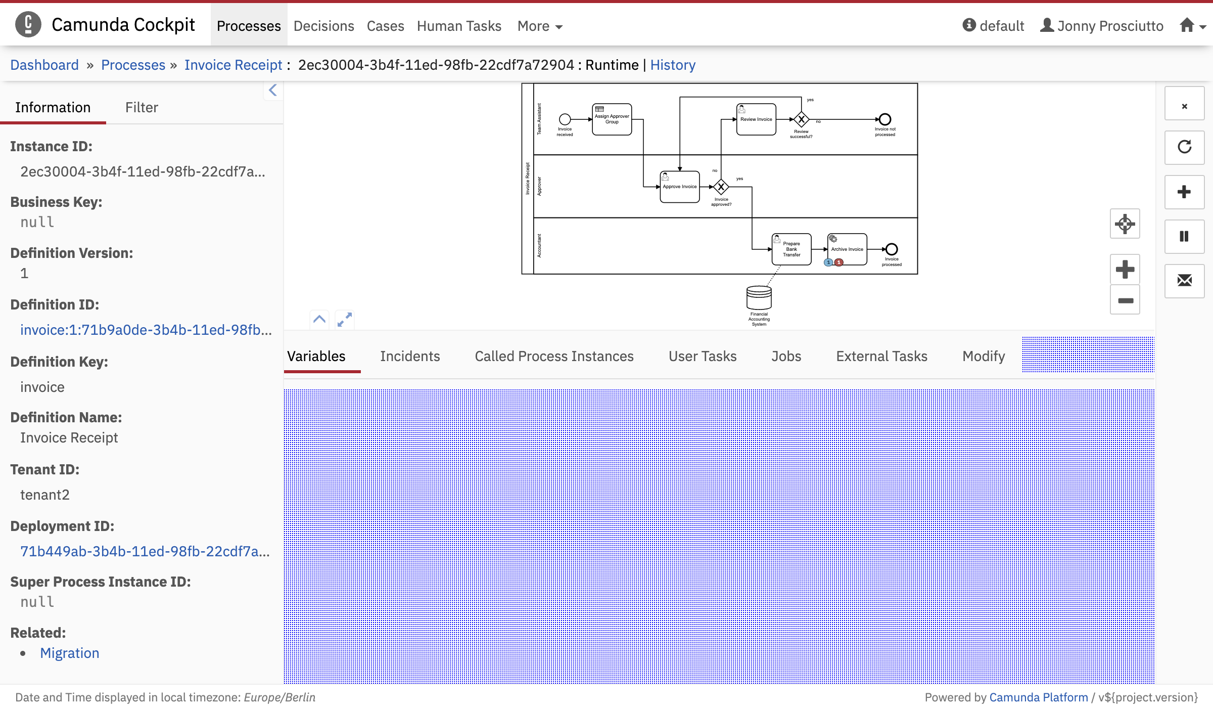 Process Instance Runtime Tab